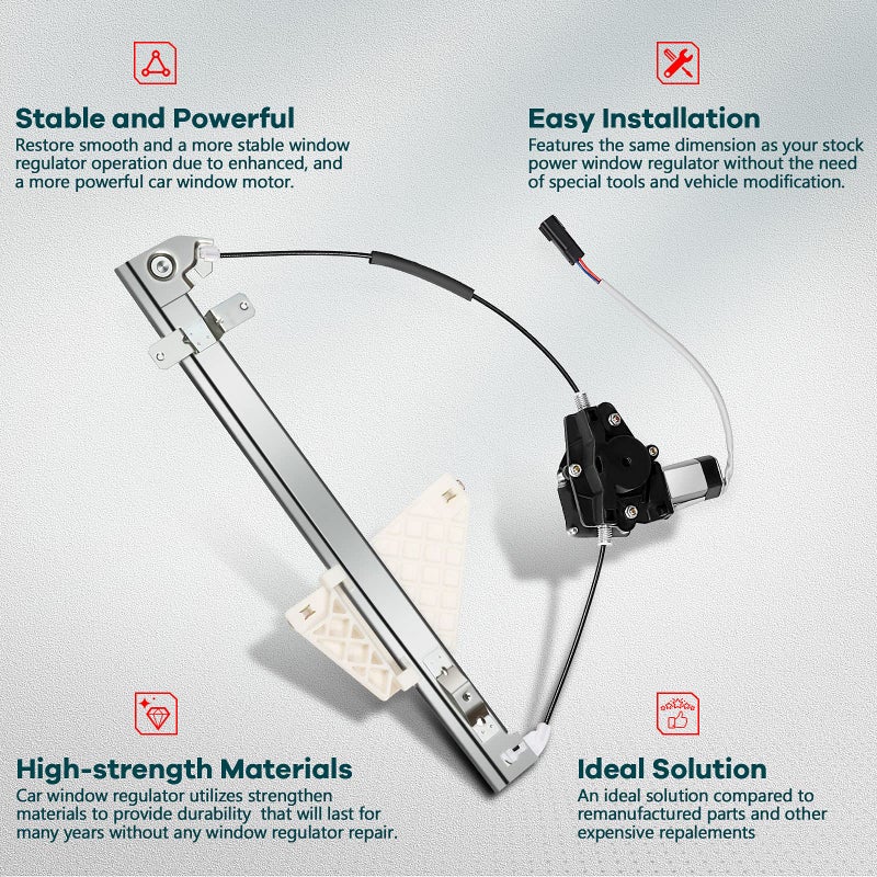 FINDAUTO Power Window Regulator Rear Left Driver Side with Motor fits 2001-2004 for Jeep Grand for Cherokee 55363285AA 55363285AB 55363285AC 55363285AD 741-374 - Image 2